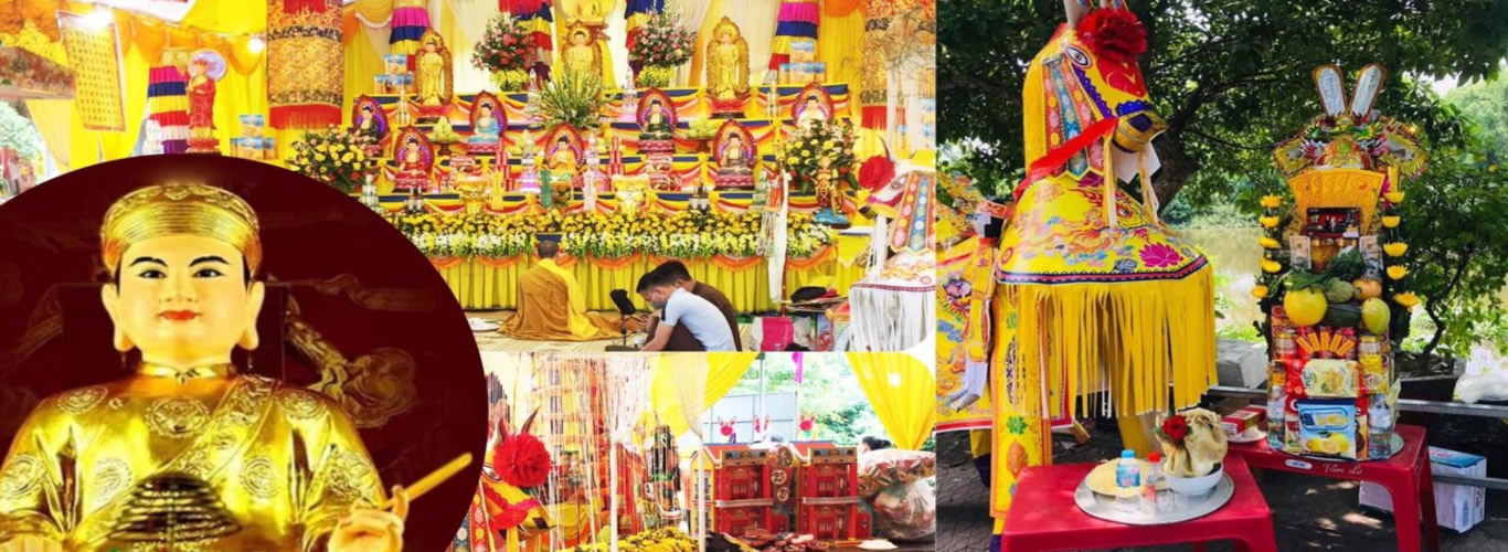Sắp lễ vật đền thờ Ông Hoàng Mười Hưng Nguyên nghệ An